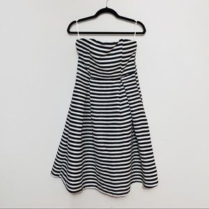 Sans Souci Strapless Navy White Striped Fit & Flare Mini Dress M